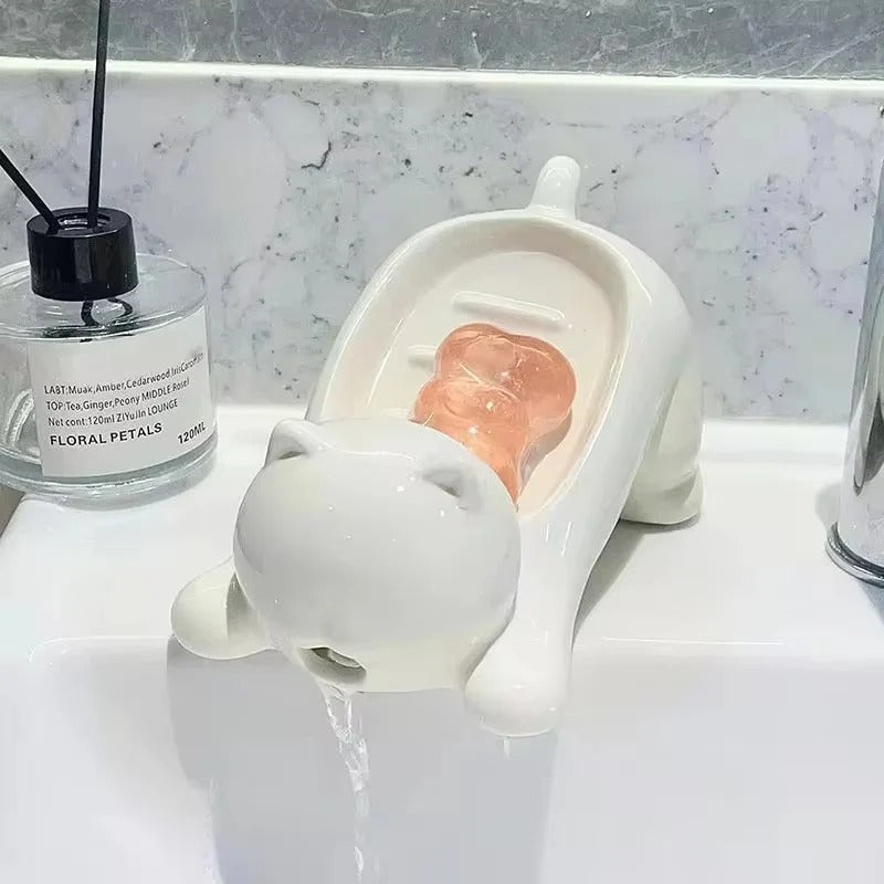 Cute Cat Drain Soap Holder