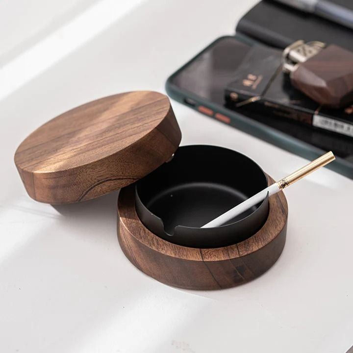 Premium Walnut Wooden Ashtray